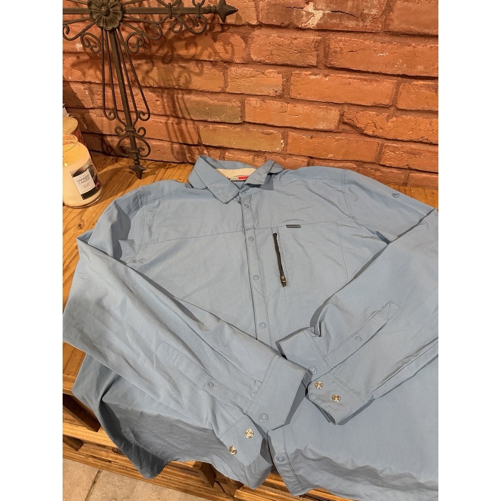 Craghoppers Shirt Mens XXL Blue NosiLife Travel Long Sleeve Hiking Insect Shield